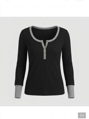 PattyBoutik Black and Gray Knit Top